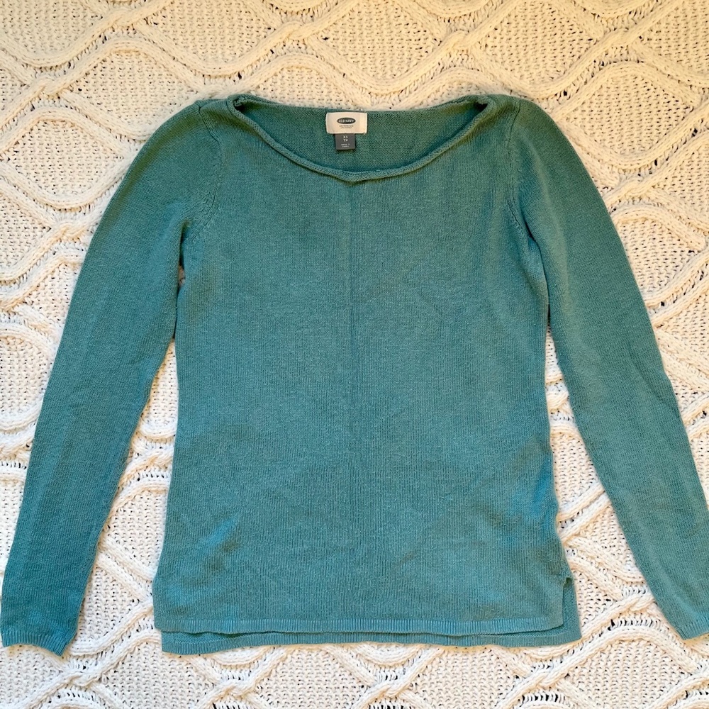 Old Navy Crewneck Long Sleeve Turquoise Sweater